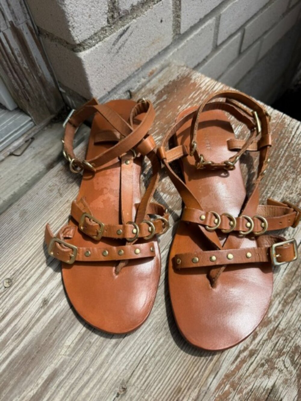Free People Midas Touch Sandals Women's US 7 Brown Adjustable Ankle Strap NEW